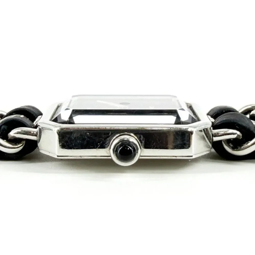 Chanel Première Steel Black Leather Chain Watch